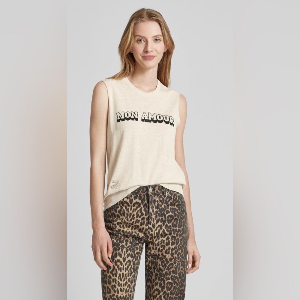 Zadig & Voltaire Nida Mon Amour Sweater vest in cream top Large - Picture 12 of 13